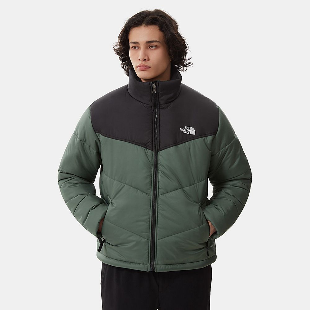 The North Face Puffer Jacket Mens Australia - The North Face Saikuru Green / Black (LWQ-826415)